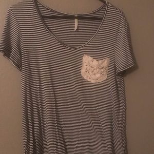 Blue and white striped top